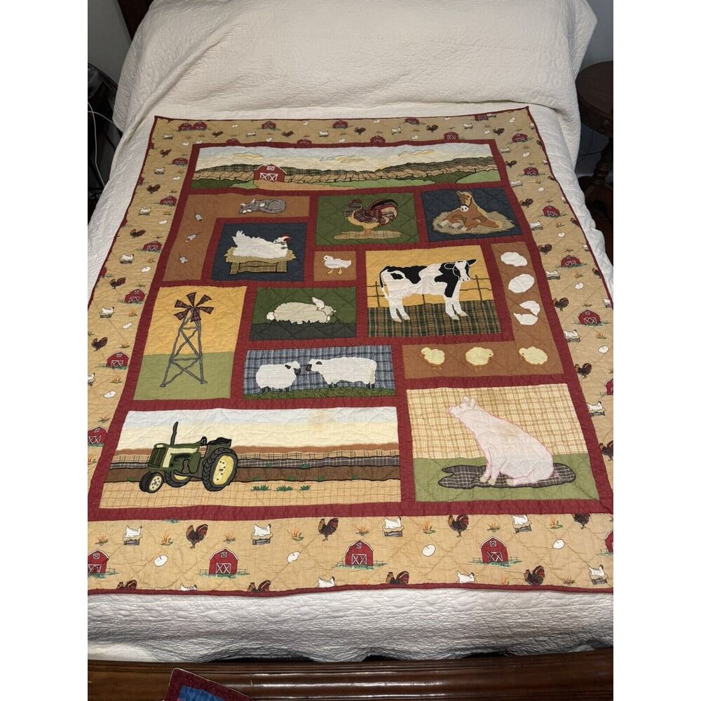 Child Quilt Barnyard Animals Throw Patch Magic 50x60 Animals Single Kids Bedding
